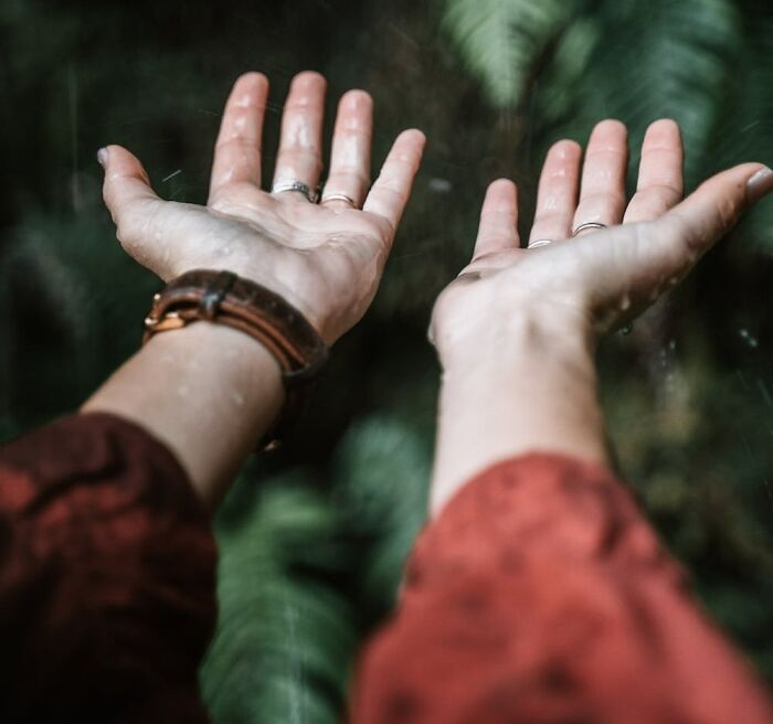 palms extended forward