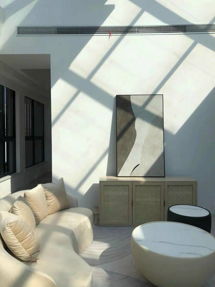 Abstract painting on the white wall 