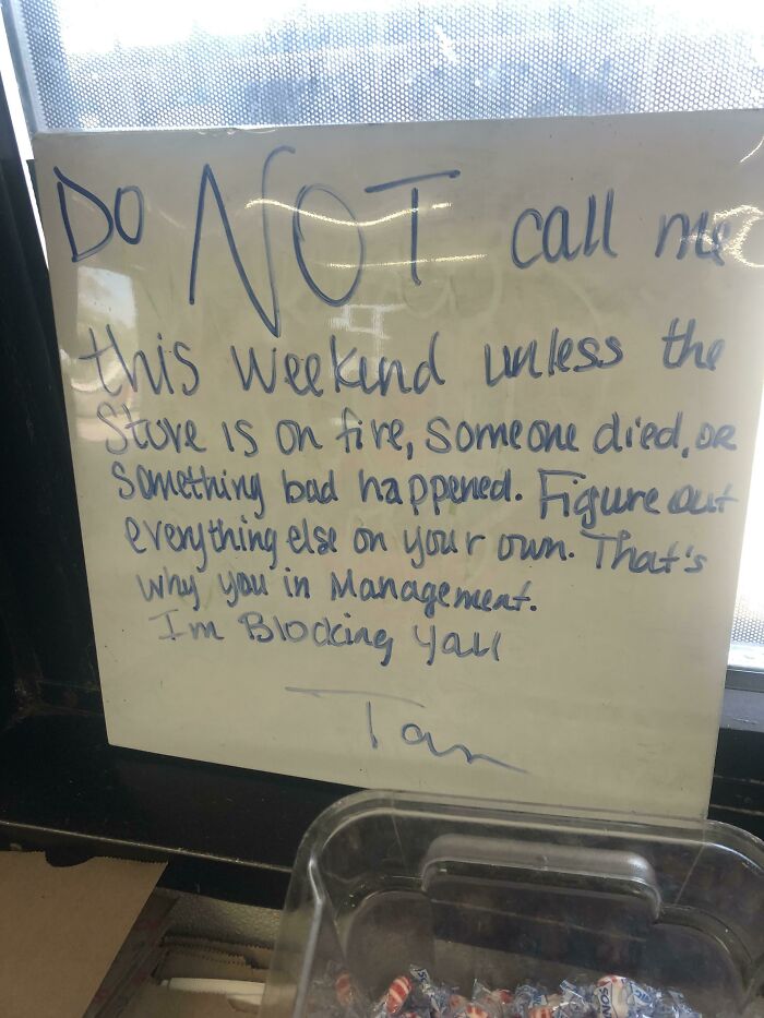 My Head Boss At Sonic Left Us A Friendly Note