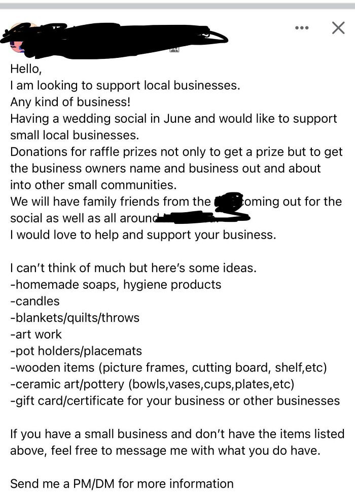 Supporting Local Business By Asking For Free Stuff