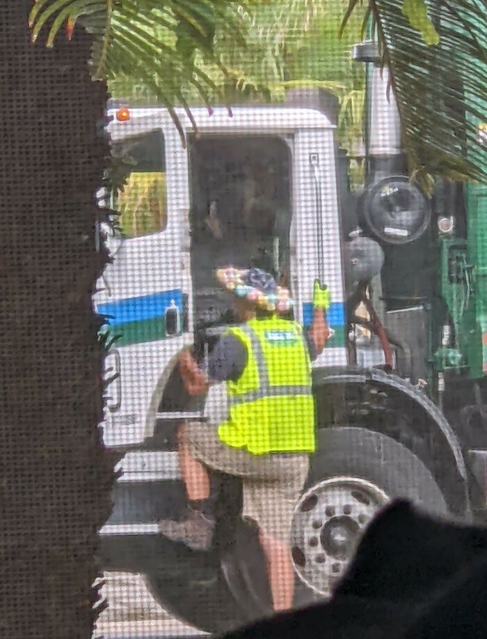 Threw Away An Easter Wreath With Dyed Eggs All Over It. Just Watched The Trashman Use It As A Hat