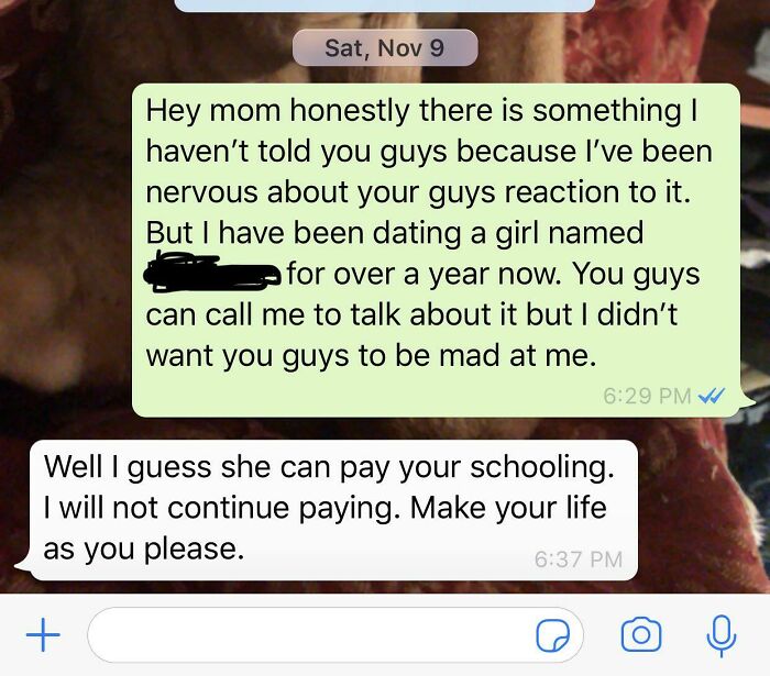 My Moms Response When I Came Out To Her. Haven’t Talked To Them For Two Weeks Now