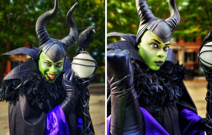 Person cosplaying Maleficent
