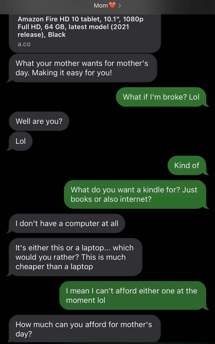 Guilt Tripping Me For Not Being Able To Spend $130 On A Mother’s Day Gift