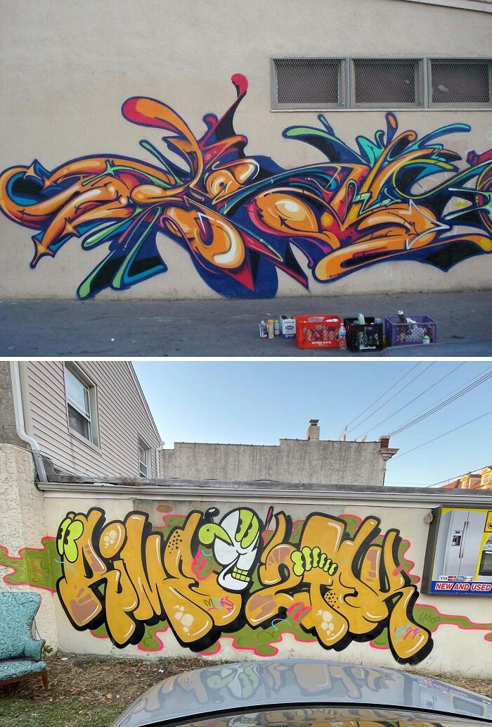 Vibrant creative graffiti art with bold colors and dynamic designs transforming blank urban walls into admired street art.