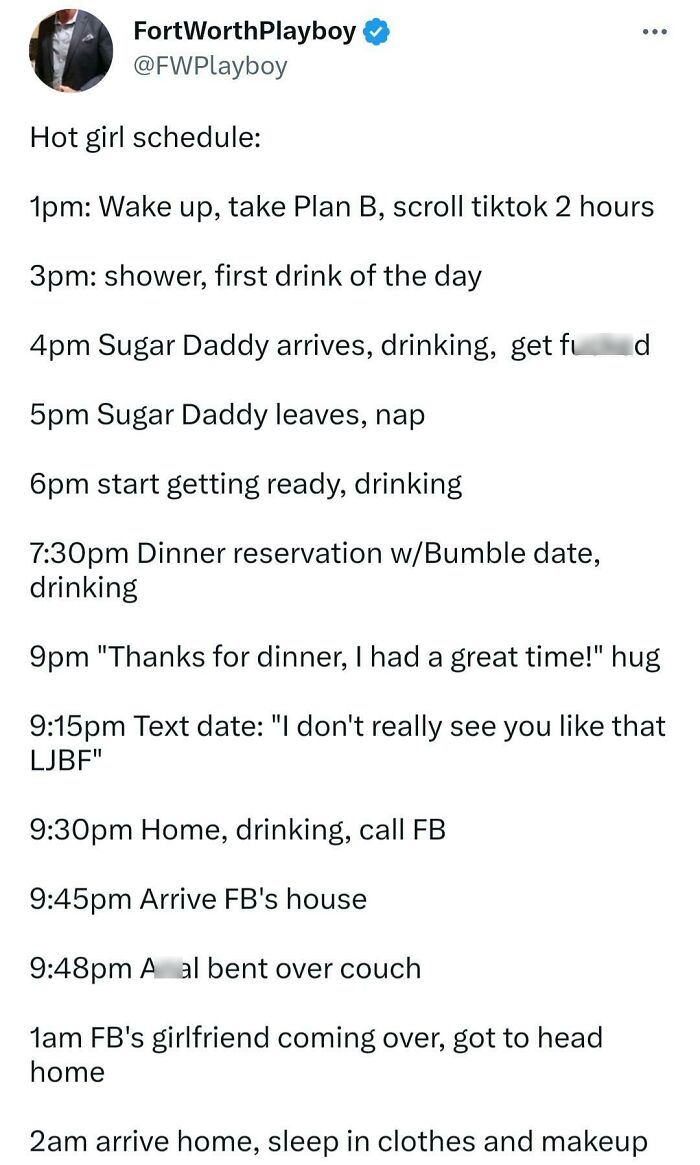 'hot Girl Schedule' 🤨