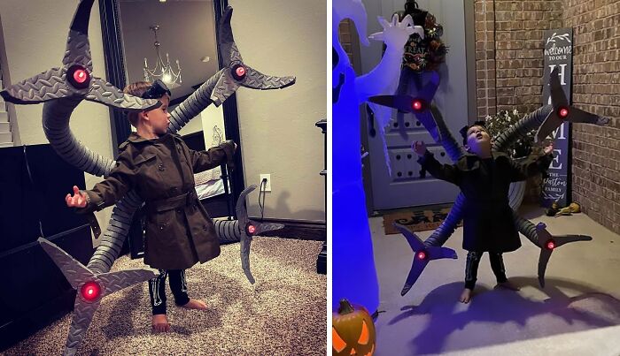 Person son cosplaying doctor Octopus