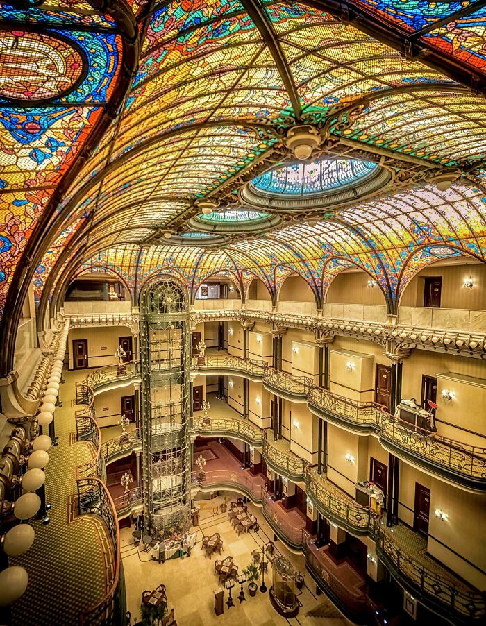 Tiffany Glass Ceiling, Gran Hotel Ciudad De Mexico. Art-Nouveau, Built Between 1895 And 1899
