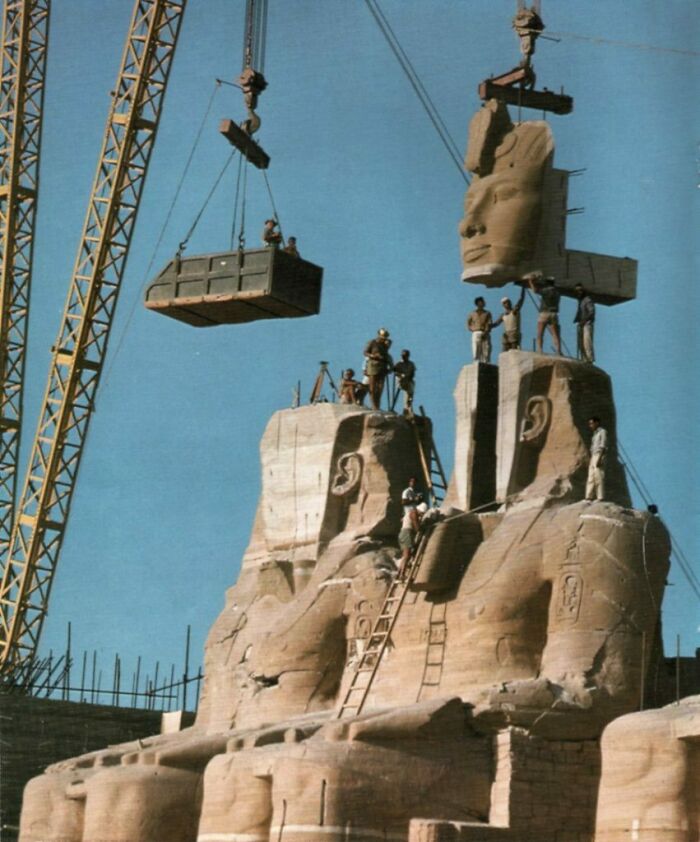During The Transfer Of The Abu Simbel Temple To Save It From Sinking In The Water Of The Dam In Egypt It Was Built In 1274 Bc And Moved In 1964 Ad