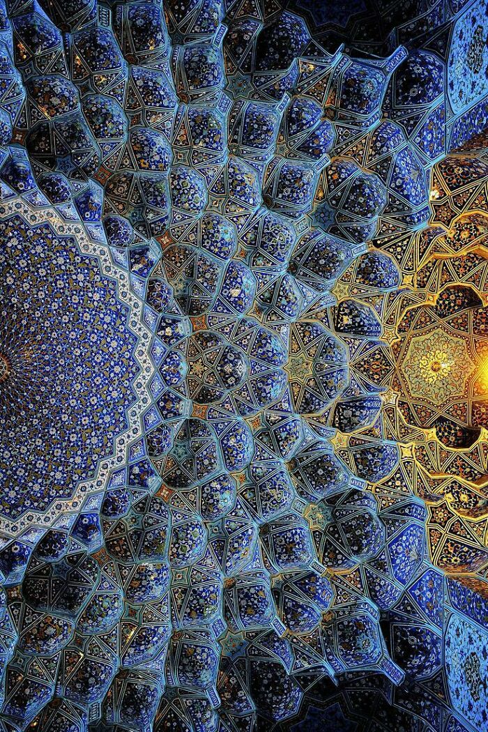 Techo de la mezquita Shah, Esfahan, Irán