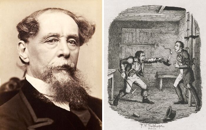 Charles Dickens and two man arguing 