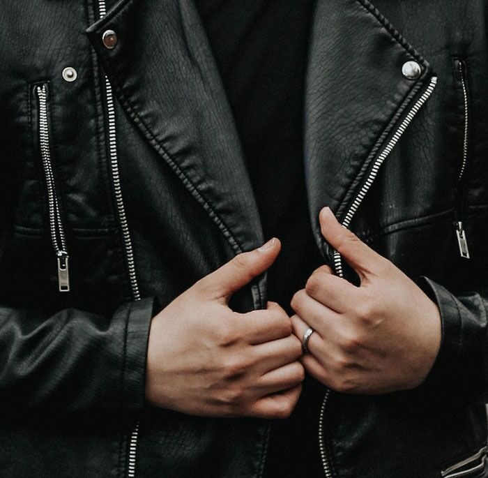 Woman wearing black jacket