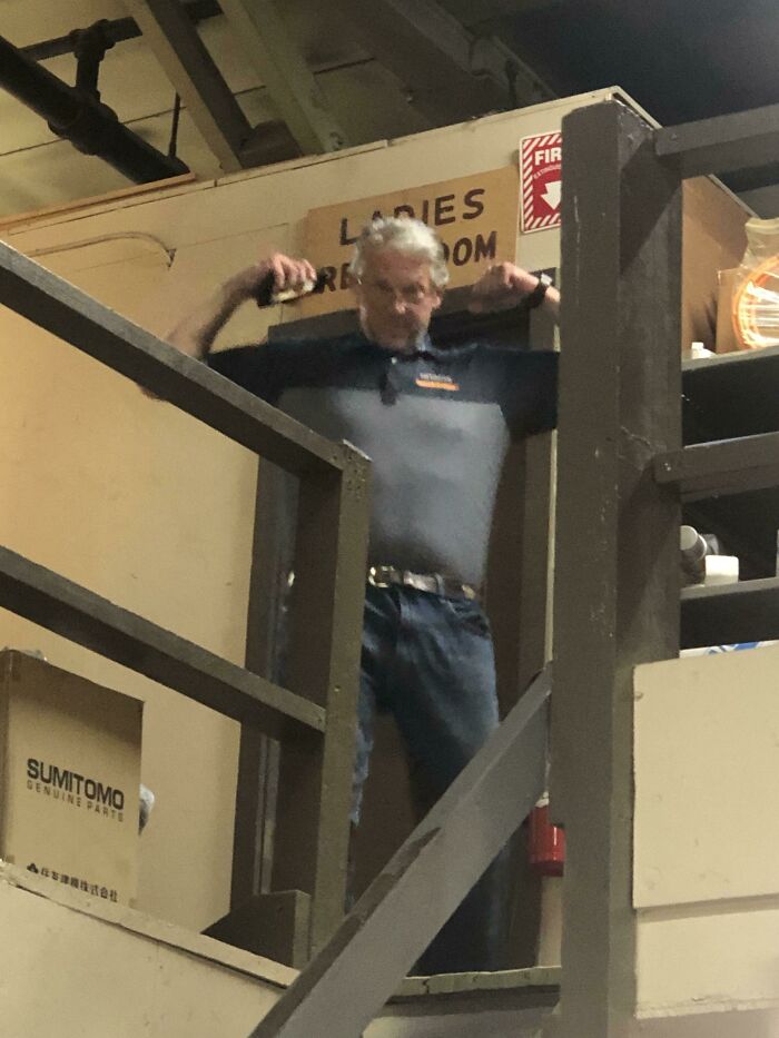 My Coworker Goes To The Private Bathroom Every Day At Work To Take A Poop. So One Day I Decided To Put A Ladies Bathroom Above The Door