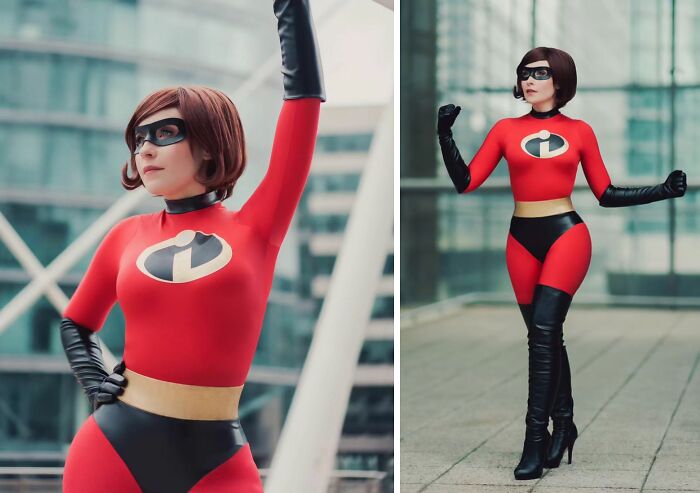 Person cosplaying Elastigirl