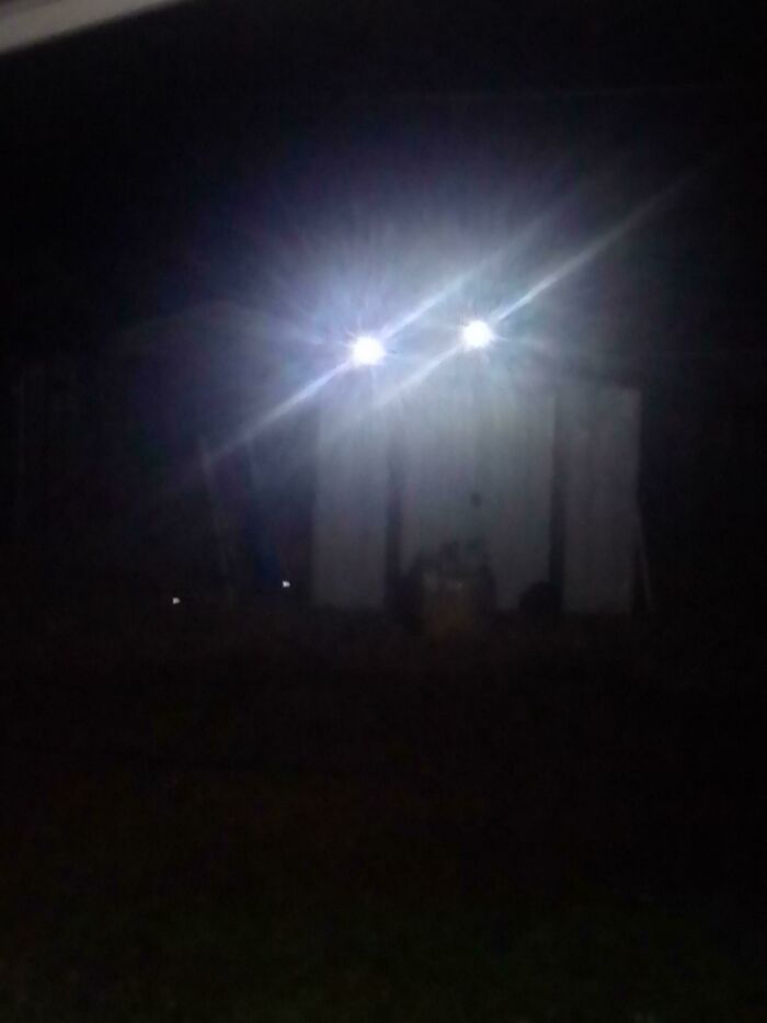 If I Make A Single Peep, My Neighbor Behind Me Kicks On His LED Spotlights In His Backyard. Attempted To Say Hello A Few Times Because I Can Hear Him Walking Around And He Refuses To Respond. I Opened The Back Door To Let My Dog Out And He Did This