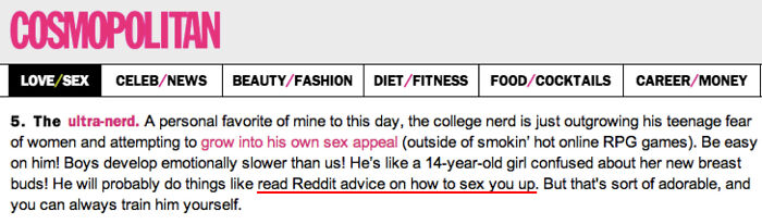 Cosmo Better At Sex Than Reddit