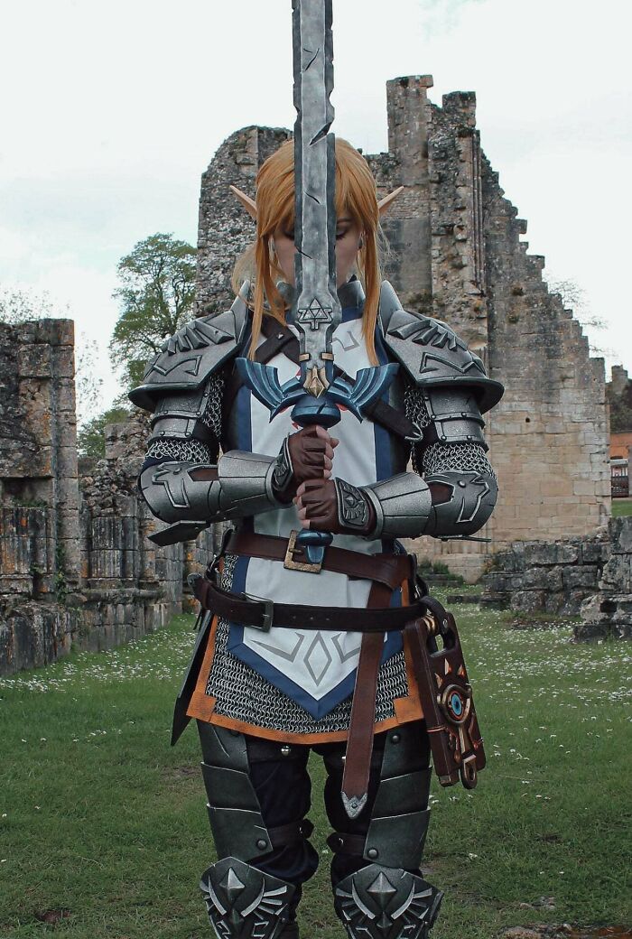 Person cosplaying Link Soldier from the Legend of Zelda