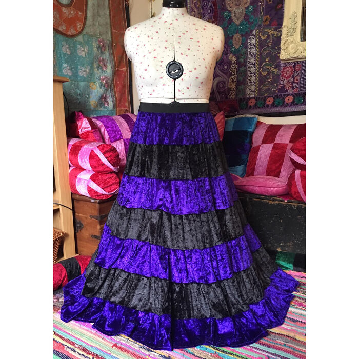 8 Of My Handmade Full Length, Full Circle Striped Velvet Skirts