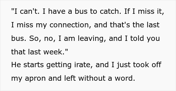 Manager Ignores His Part Of The Deal With Busboy, Regrets It When He Just Up And Leaves, Leaving The Place In Complete Pandemonium Manager Ignores His Part Of The Deal With Busboy, Regrets It When He Just Up And Leaves, Leaving The Place In Complete Pandemonium