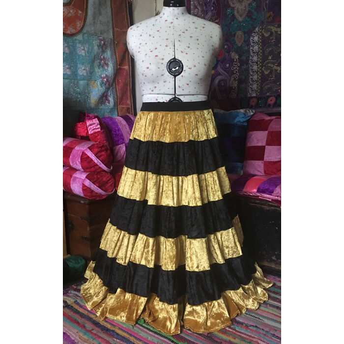 8 Of My Handmade Full Length, Full Circle Striped Velvet Skirts