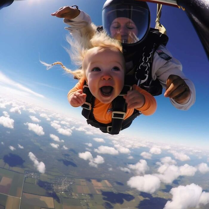 Ai-Generated Images Of Babies Skydiving Go Viral On Social Media (24 Pics)