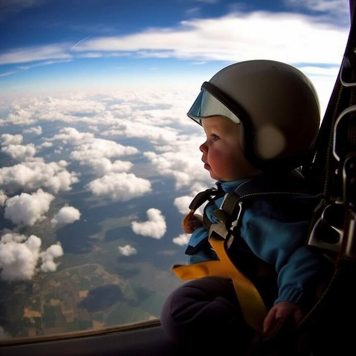 Ai-Generated Images Of Babies Skydiving Go Viral On Social Media (24 Pics)