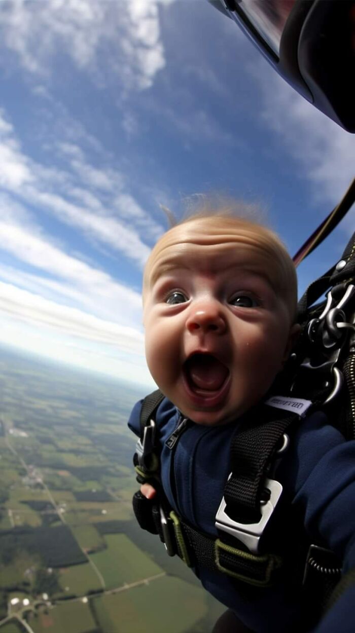 Ai-Generated Images Of Babies Skydiving Go Viral On Social Media (24 Pics)