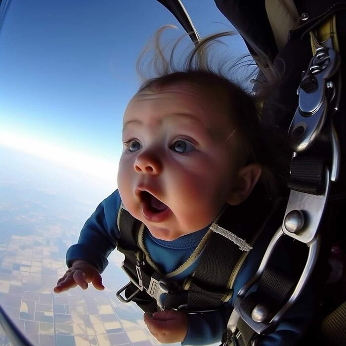 Ai-Generated Images Of Babies Skydiving Go Viral On Social Media (24 Pics)