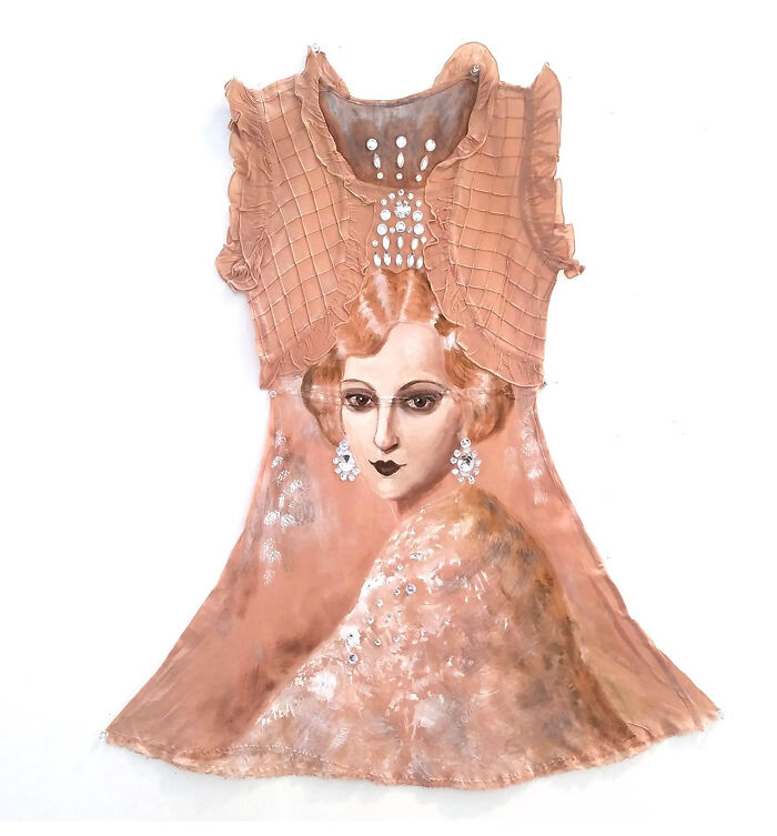 "Silent Siren", Painted Vintage Dress