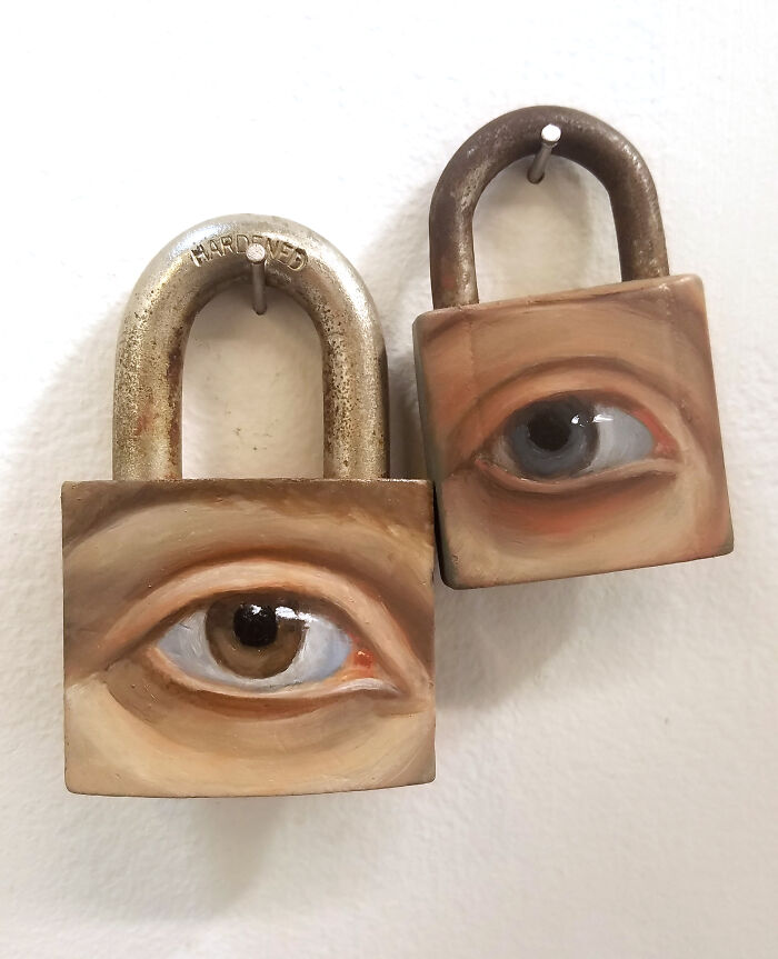 "Lovers Locks", Oil On Vintage Locks