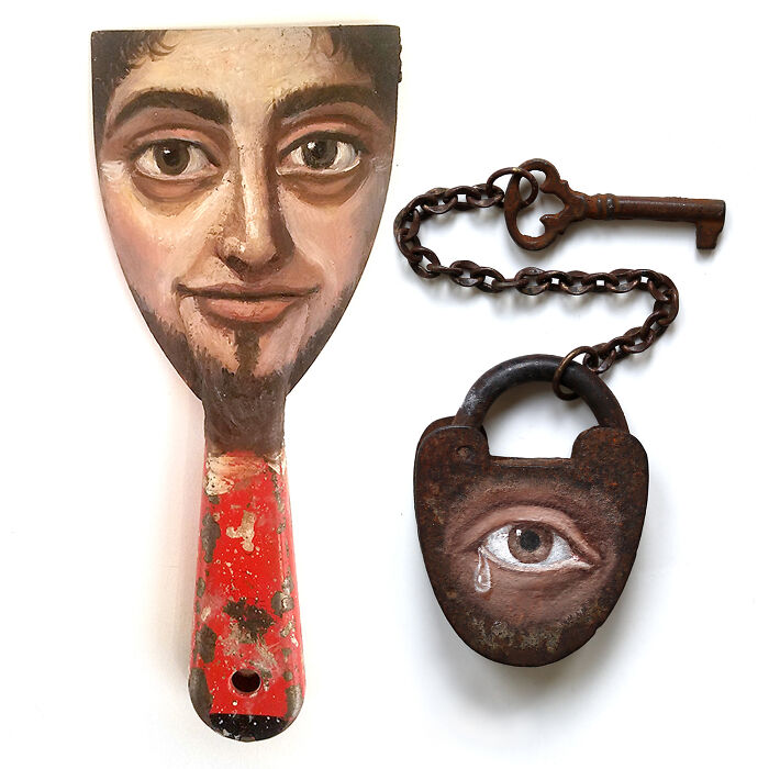 "Phil", Painted Scraper And A Painted Lock