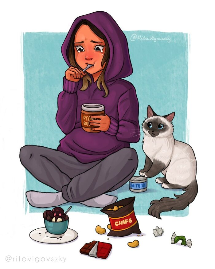 Artist Illustrates Everyday Life With A Cat In These New Relatable Comics