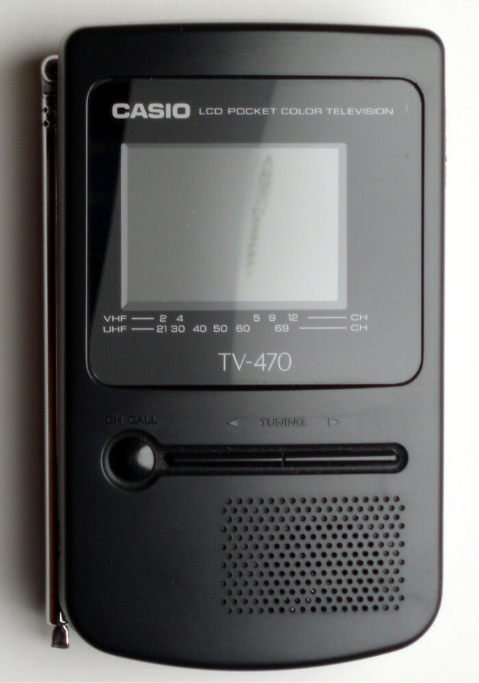 Casio LCD pocket color television TV-470, an old gadget that was a trendsetter in portable electronics.