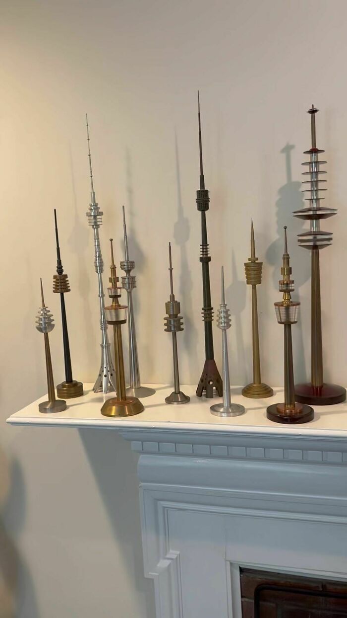 Vintage Futuristic Looking European TV Tower Models