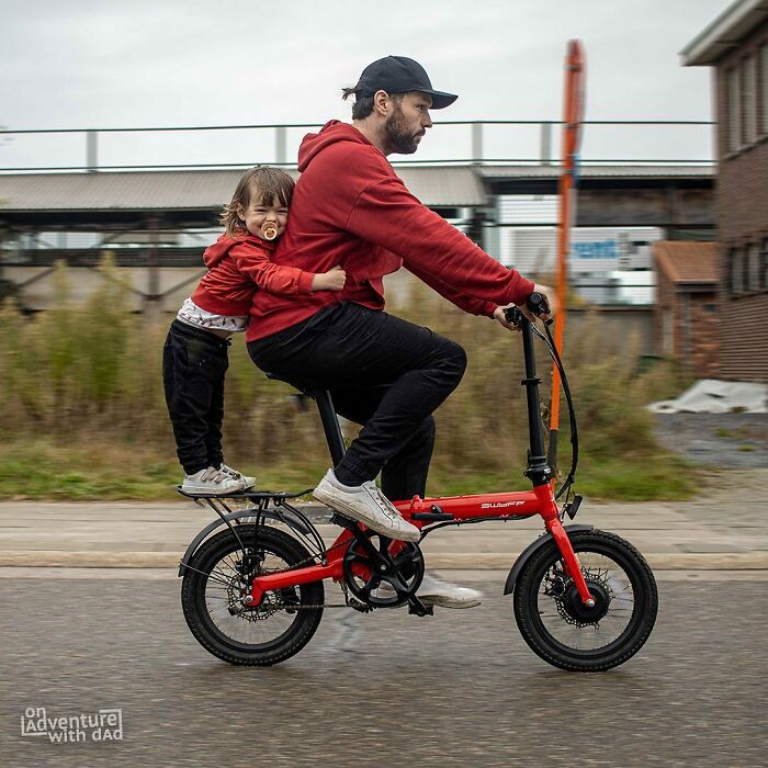 My Bike Don’t Jiggle Jiggle, It Folds. Dad Forgot To Bring The Kiddy Bike, So We Had To Get Creative. Luckily Alix’ Balance Is On Point. Even When Dad Is Going Fast, Trying To Make Up On Some Lost Time