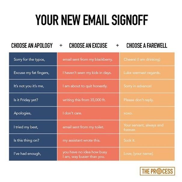 Put your new email sign off in the comments.