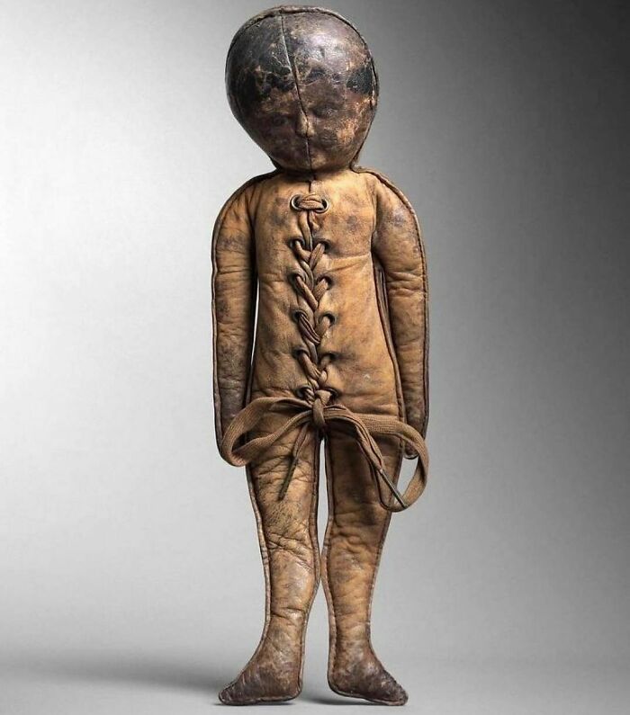 American Leather Teaching Aid Doll. Used By Children To Learn How To Tie Their Shoes. Patented By Gussie Decker 1902