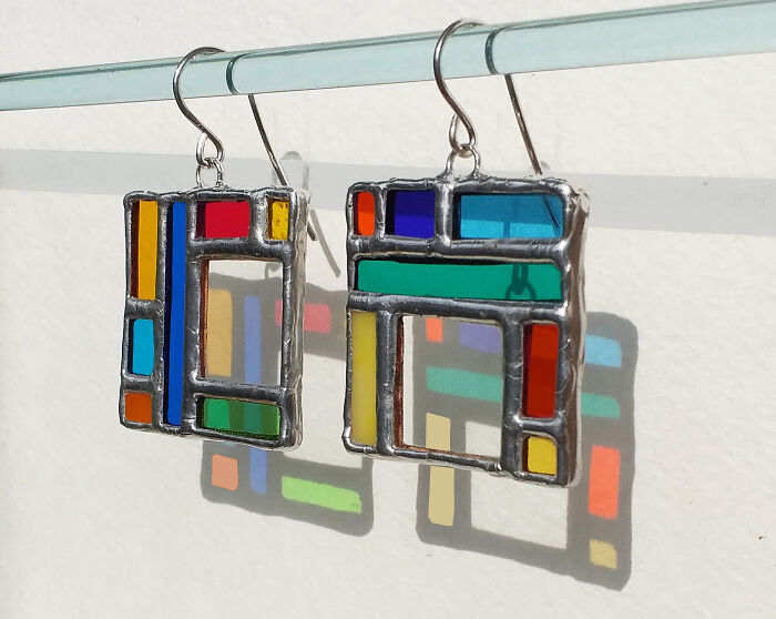 The Sun Makes My Stained Glass Earrings Even More Beautiful