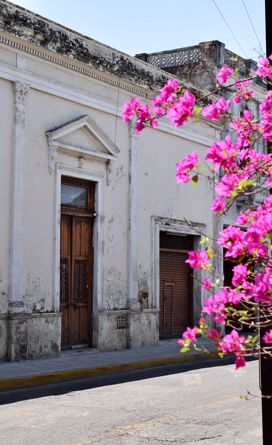A Colonial Building In A Street In Merida, Mexico