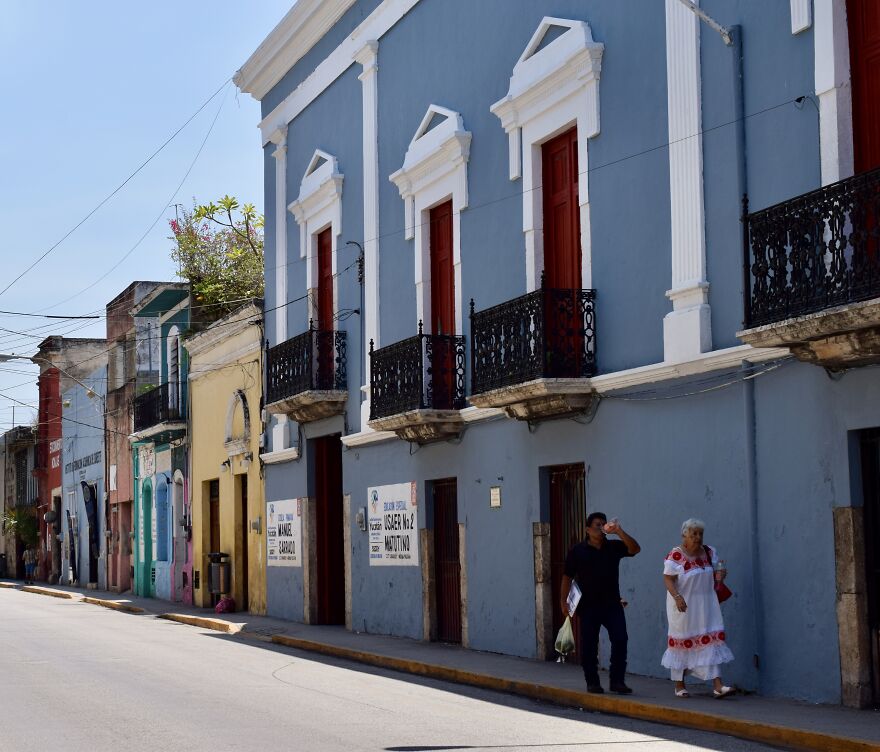 A Restored Building In A Street In Merida, Mexico
