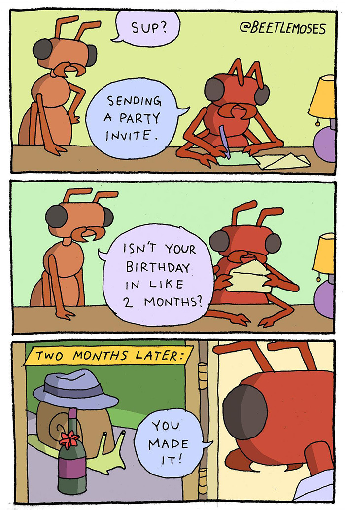 Hilarious Nonsensical "Beetlemoses" Comics With A Dark Twist