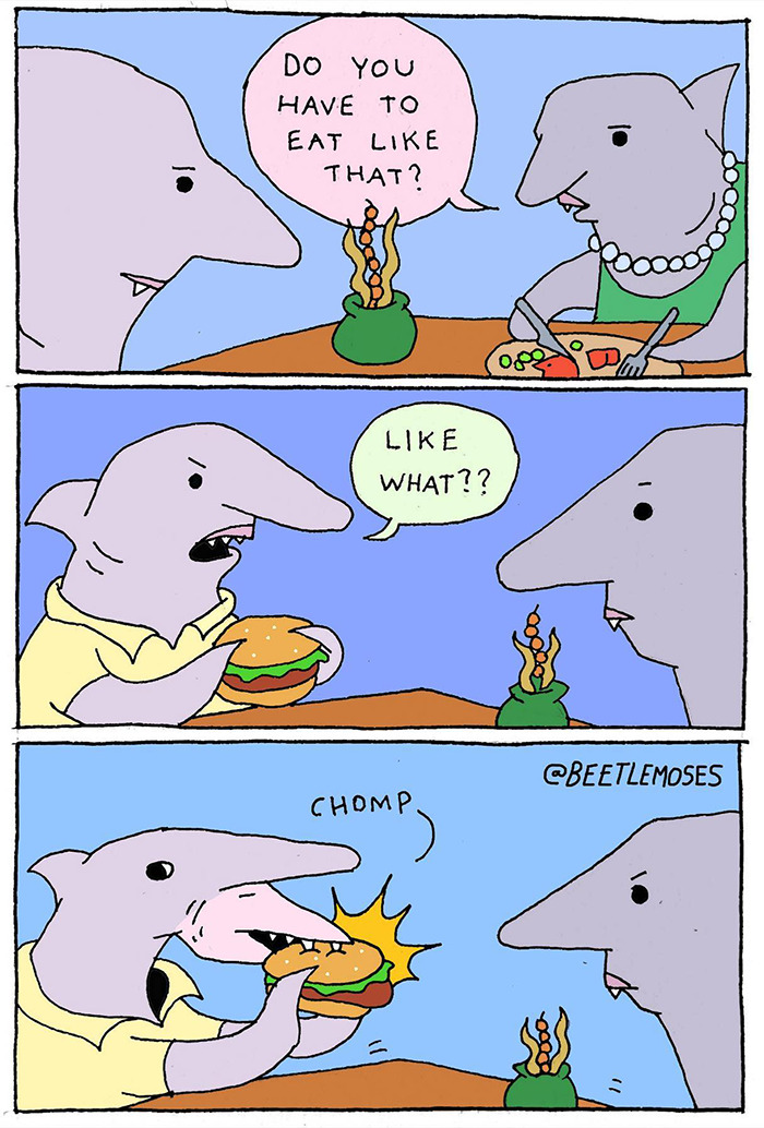 Hilarious Nonsensical "Beetlemoses" Comics With A Dark Twist