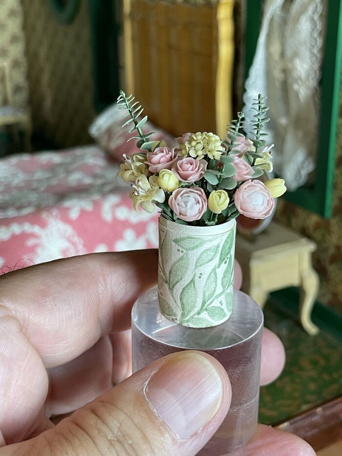 Bucket Of Roses, Tulips And Eucalyptus By Kristina Lavrinaytis