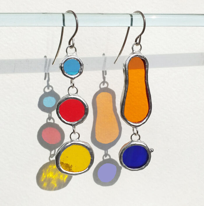 The Sun Makes My Stained Glass Earrings Even More Beautiful