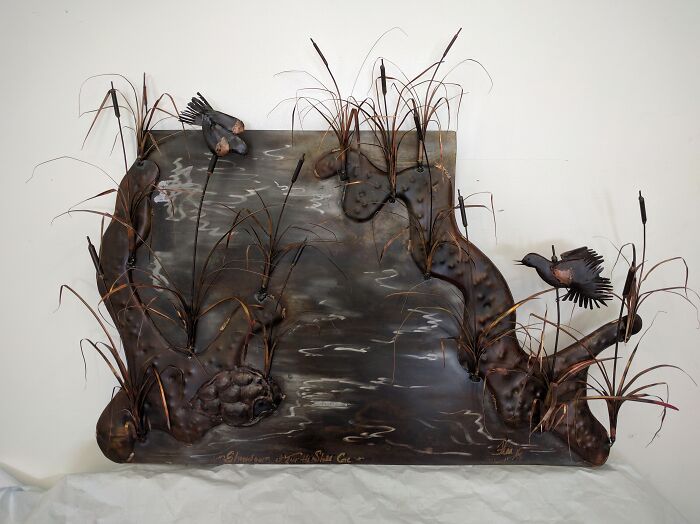 A Metal Sculpture I Made For A Good Friend Who Loved Redwing Blackbirds