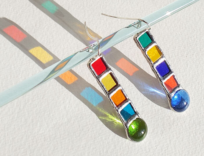 The Sun Makes My Stained Glass Earrings Even More Beautiful