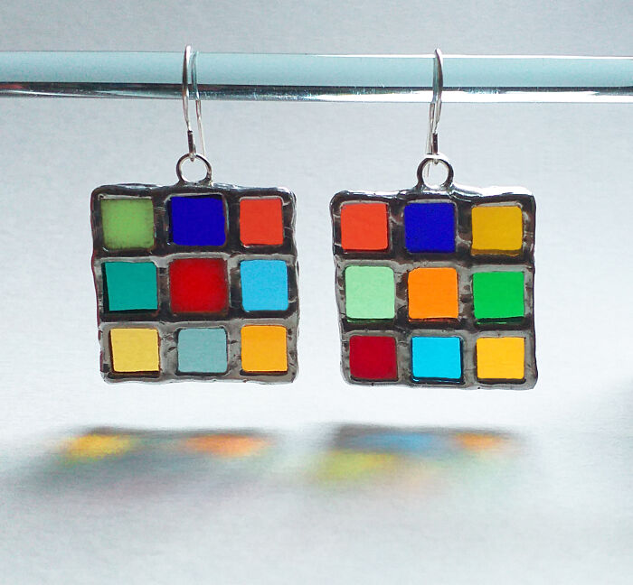 The Sun Makes My Stained Glass Earrings Even More Beautiful