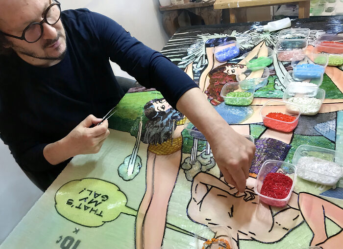 To Make The Paintings &ldquo;Alive&rdquo; I Cover Them With Glass Beads (17 Pics)