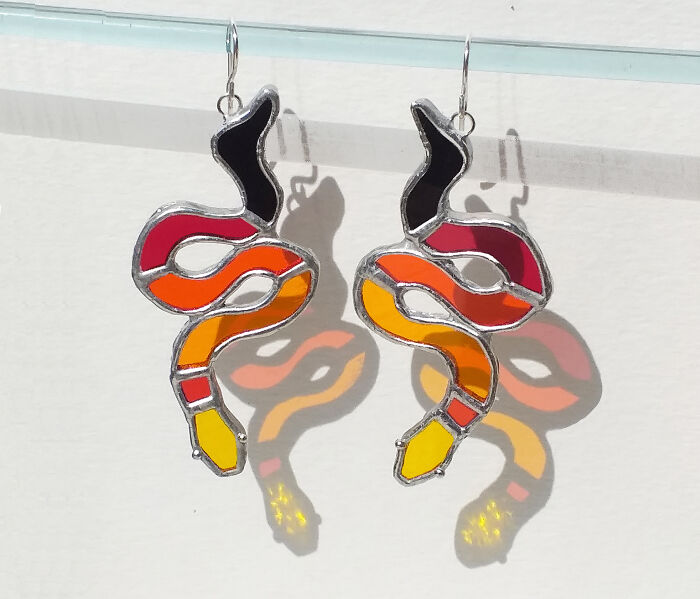 The Sun Makes My Stained Glass Earrings Even More Beautiful