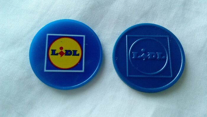 Two blue LIDL cart coins 